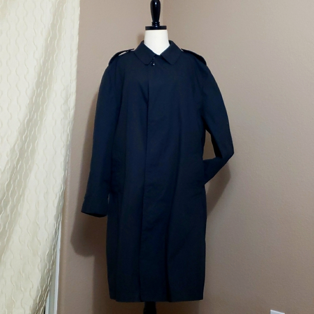 DSCP overcoat/trenchcoat Dark Navy blue, button up, size 44R